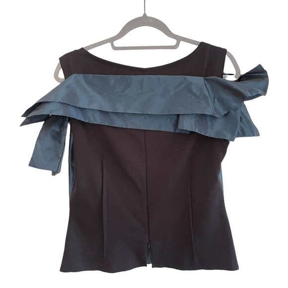 XD XENIA DESIGN Size 6 Taffeta Draped Blouse Stretch Structured Minimalist - Picture 2 of 11